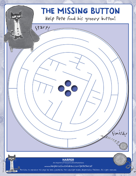 Pete the Cat and His Four Groovy Buttons: Maze