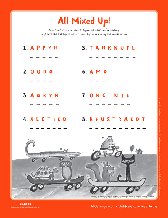 Pete the Cat and His Magic Sunglasses: Word Scramble