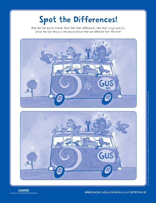 Pete the Cat and the New Guy: Spot the Difference