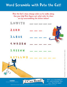 Pete the Cat: Word Scramble
