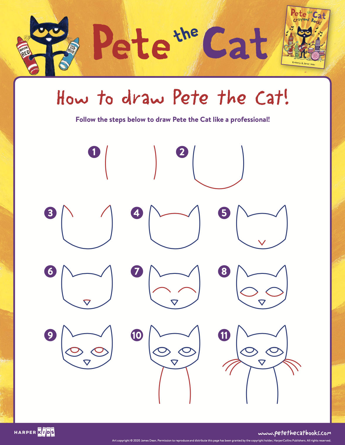 How to draw Pete the Cat!