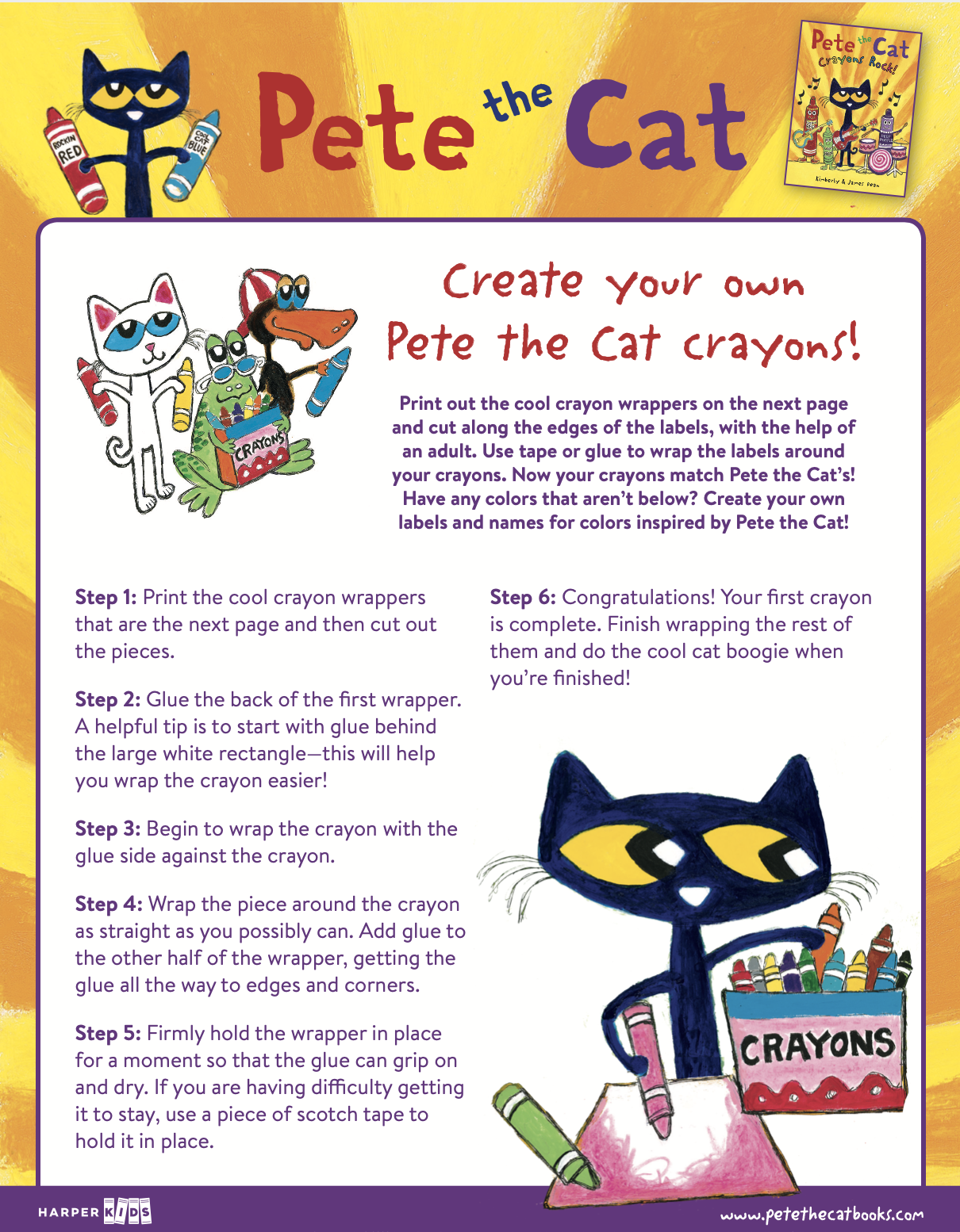 Create your own Pete the Cat crayons!