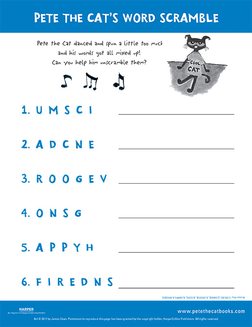 Pete the Cat’s Word Scramble